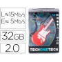 Pen Drive USB Tech One Tech Guitarra Vermelha One 32 Gb