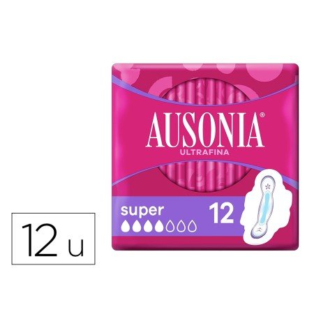 Pensos Higienicos Ausonia Ultrafinos com Abas Super Pack de 12 Unidades