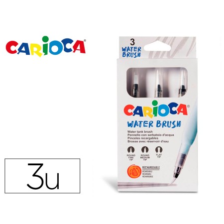 Pincel Carioca Rellenable Agua Redondo Caja de 3 Unidades Puntas Surtidas