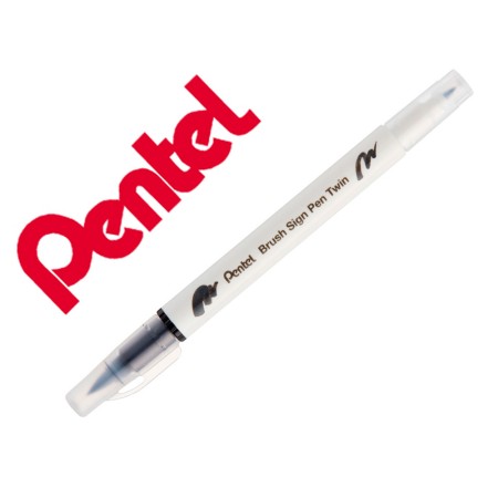 Pincel Pentel Brush Sign Pen com Ponta Dupla Cor Preto