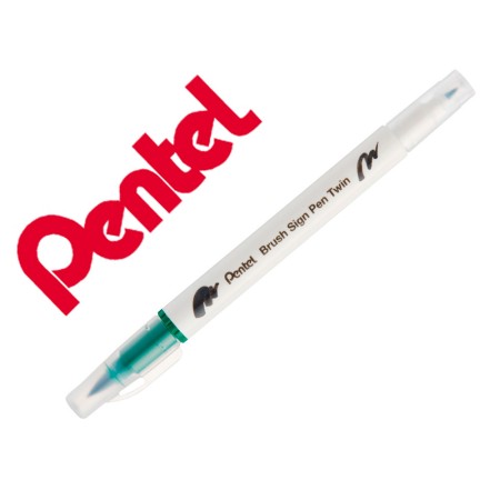 Pincel Pentel Brush Sign Pen com Ponta Dupla Cor Verde