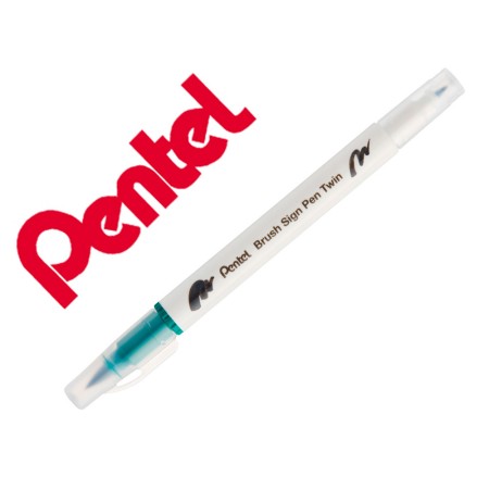 Pincel Pentel Brush Sign Pen com Ponta Dupla Cor Verde Escuro