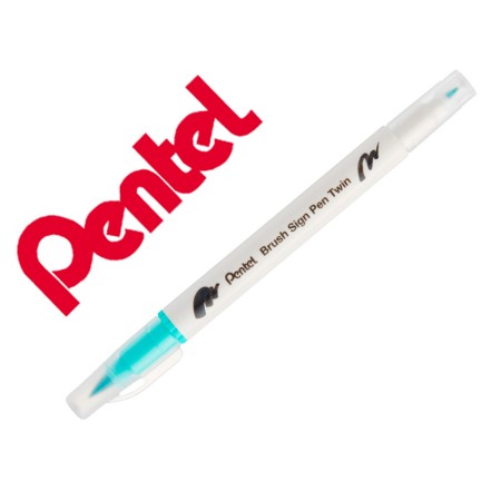 Pincel Pentel Brush Sign Pen com Ponta Dupla Cor Verde Esmeralda