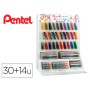 Pincel Pentel Brush Sign Pen com Ponta Dupla Expositor com 30 Cores E 14 Estojos