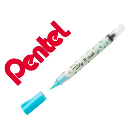 Pincel Pentel Milky Brush Cor Pastel Azul