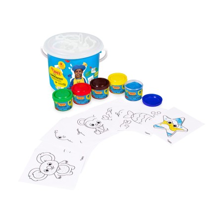 Pintura A Dedos Jovi Bucket Super Kit 5 Frascos 35 Ml + 20 Modelos Desenho