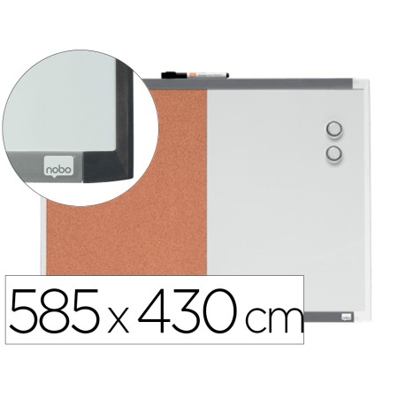 Quadro Branco Nobo Magnetico com Tabuleiro de Cortica 585X430 Mm