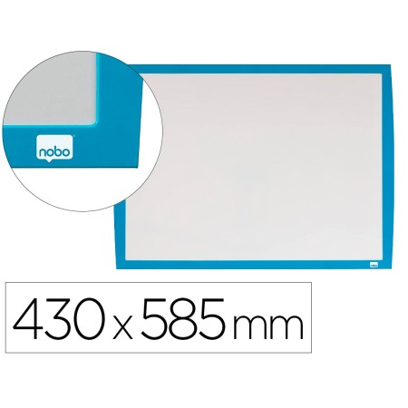 Quadro Branco Nobo Magnetico Moldura Azul 430X585 Mm