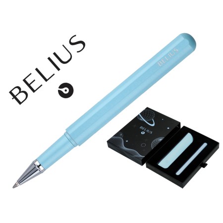 Roller E Bolsa em Imitacao Pele Belius Space B Desenho Minimalista Azul Tinta Azul Caixa Design