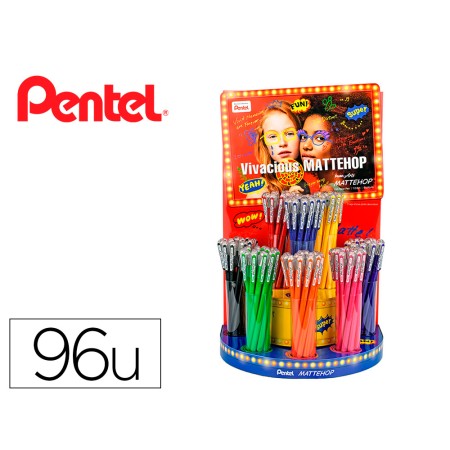 Roller Gel Pentel K110 Mattehop Expositor com 96 Unidades Sortidas