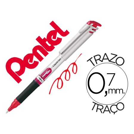 Roller Pentel Bl17 Energel Ponta Metal Vermelho