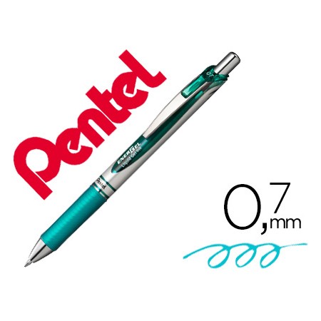 Roller Pentel Bl77 0,7 Mm Energel Retratil Azul Turquesa