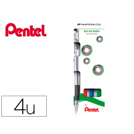 Roller Pentel K116 Gel Grip Emblister com 4 Unidades