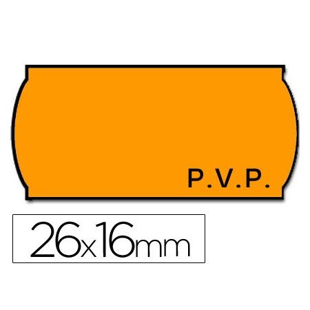 Rolo de Etiquetas Adesivas Meto Onduladas 26 x 16 Mm Pvp- Laranja Fluorescente Rolo 1200