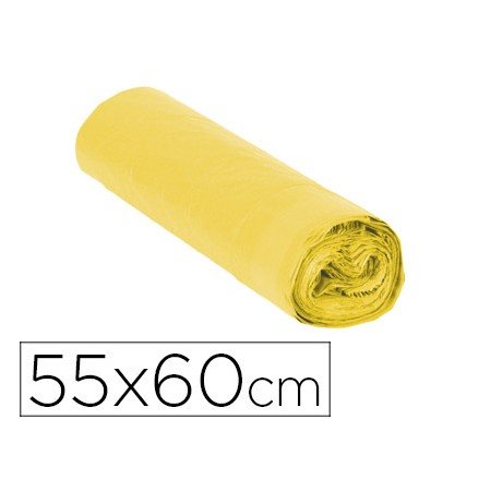 Saco de Lixo Domestico Amarelo com Auto Fecho 55 x 60 Cm Rolo de 15 Bolsas