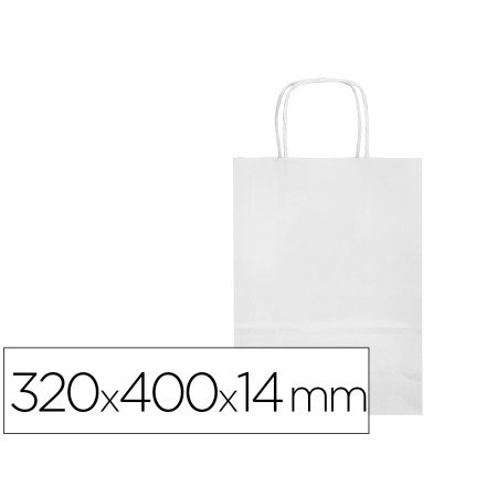 Saco de Papel Q-Connect Celulose Branco L com Asa Retorcida 320X400X14 Mm