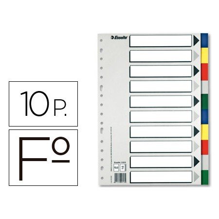 Separador Esselte de Plastico Conjunto de 10 Separadores Folio com 5 Cores Multiperfurado