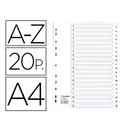 Separador Exacompta Cartolina Branca A-Z Conjunto de 20 Separadores Din A4 11 Furos