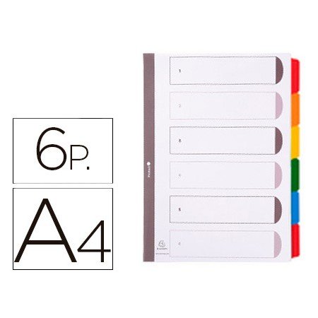 Separador Exacompta Cartolina Branco Conjunto de 6 Separadores Pestanas Coloridas A4 Multiperfurado