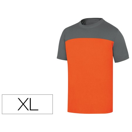 T-Shirt de Algodao Deltaplus Cor Cinza Laranja Formato Xl