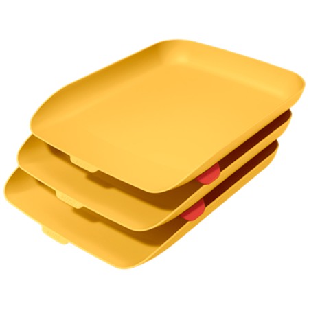 Tabuleiro de Secretaria em Plastico Leitz Cosy Conjunto de 3 Unidades Amarelo