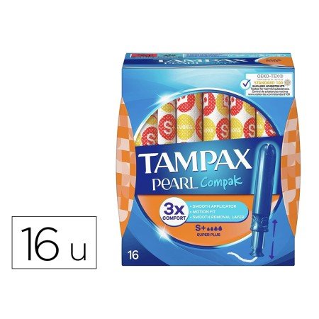 Tampoes Tampax Pearl Compak Super Plus Caixa de 16 Unidades