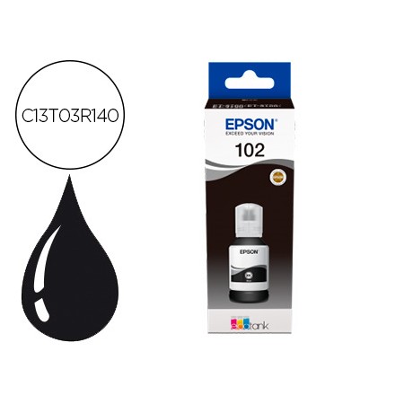 Tinta Epson Ecotank 102 Et-2700 / 2750 / 3700 / 3750 / 4750 Bote de 127 Ml Preto 7.500 Pag