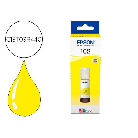 Tinta Epson Ecotank 102 Et-2700 / 2750 / 3700 / 3750 / 4750 Bote de 70 Ml Amarelo 6.000 Pag