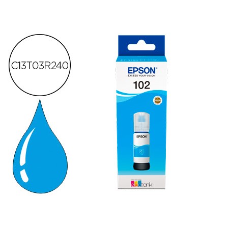 Tinta Epson Ecotank 102 Et-2700 / 2750 / 3700 / 3750 / 4750 Bote de 70 Ml Cian 6.000 Pag