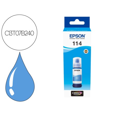 Tinta Epson T114 Eco Tank Et-8500 / 8550 Cian Garrafa 70 Ml