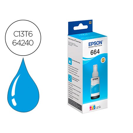 Tinta Epson T6642 Et2500/2550/14000/L475/565/575 Expression Et-2550/2550 Workforce Et4500 Cian Garrafa 70 Ml 6500 Pag