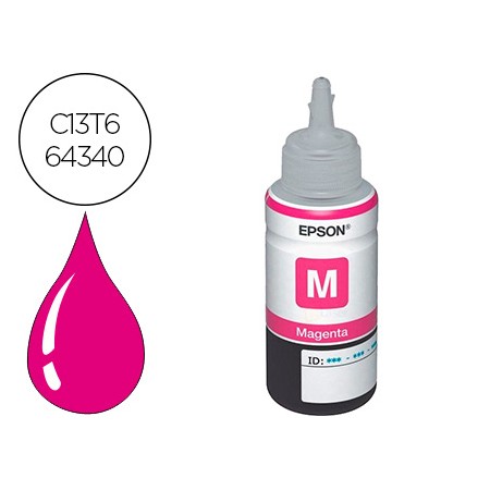 Tinta Epson T6643 Et2500/2550/14000/L475/565/575 Expression Et-2550/2550 Workforce Et4500 Magenta Garrafa 70 Ml 6500 Pag