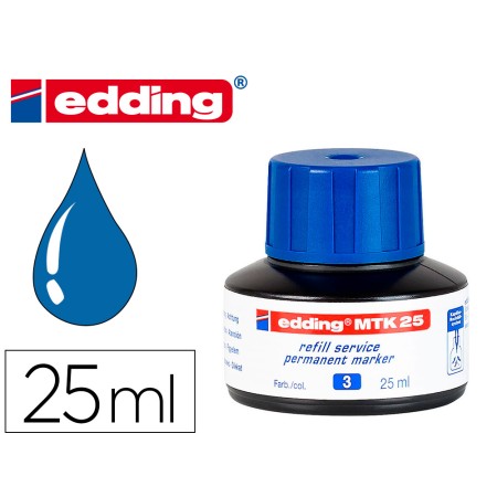 Tinta Marcador Edding Mtk-25 com Sistema Capilar Cor Azul Frasco de 25 Ml