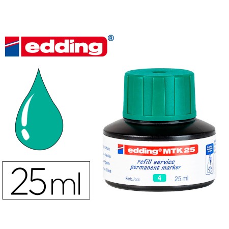 Tinta Marcador Edding Mtk-25 com Sistema Capilar Cor Verde Frasco de 25 Ml