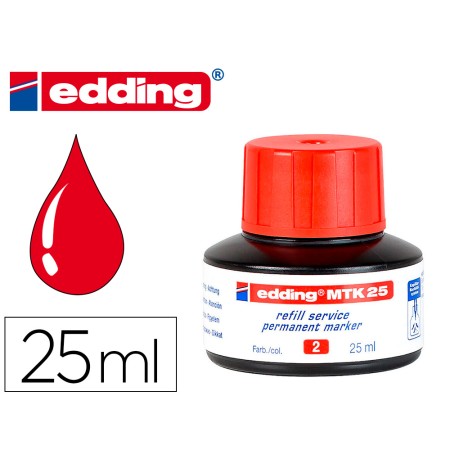 Tinta Marcador Edding Mtk-25 com Sistema Capilar Cor Vermelho Frasco de 25 Ml