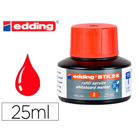 Tinta Marcador Edding Quadro Branco Btk-25 Cor Vermelho Frasco de 25 Ml