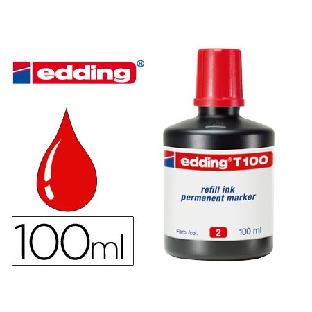 Tinta Marcador Edding T-100 Vermelho Frasco de 100 Ml