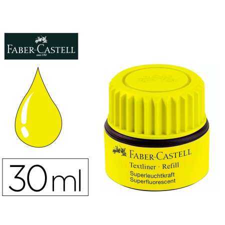 Tinta Marcador Faber Castell Fluorescente 1549 com Sistema Capilar Cor Amarelo Frasco de 30 Ml