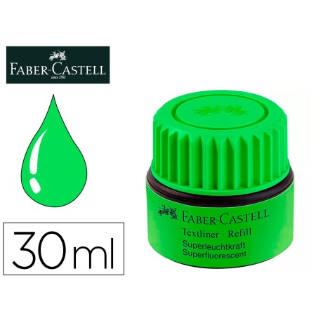 Tinta Marcador Faber Castell Fluorescente 1549 com Sistema Capilar Cor Verde Frasco de 30 Ml