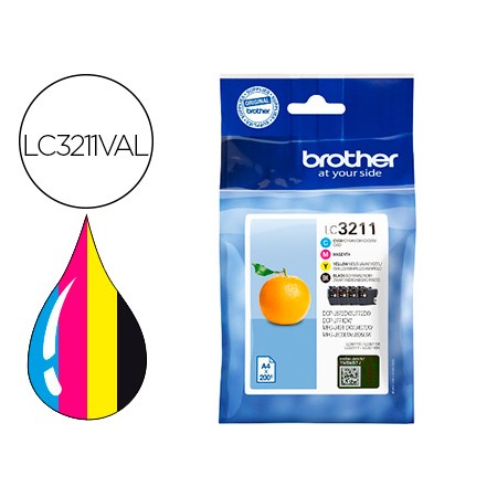 Tinteiro Brother Lc3211 Dcp-J572 / Dcp-J772 / Dcp-J774 / Mfc-J890 / Mfc-J895 Pack 4 Amarelo