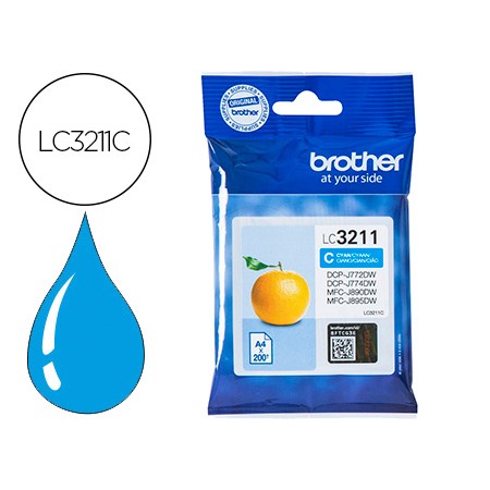 Tinteiro Brother Lc3211C Dcp-J572 / Dcp-J772 / Dcp-J774 / Mfc-J890 / Mfc-J895 Cian 200 Pag