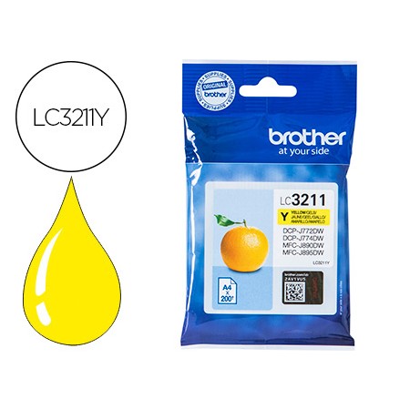 Tinteiro Brother Lc3211Y Dcp-J572 / Dcp-J772 / Dcp-J774 / Mfc-J890 / Mfc-J895 Amarelo 200 Pag