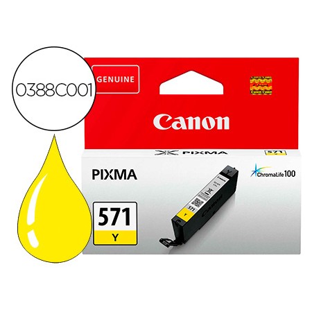 Tinteiro Canon Cli 571 Pixma Ts5051 / Ts6050 / Ts8051 / Ts9050 / Amarelo 161 Paginas