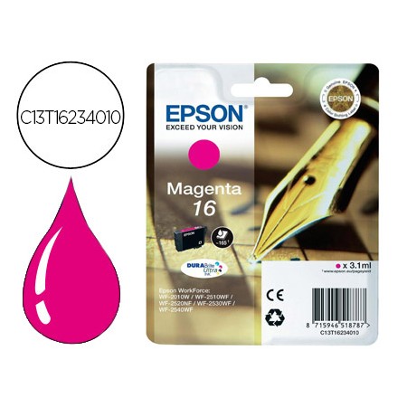 Tinteiro Epson 16 Wf2010W Wf2510Wf Wf2520Nf Wf2530Wf Wf2540Wf Magenta 175 Pag