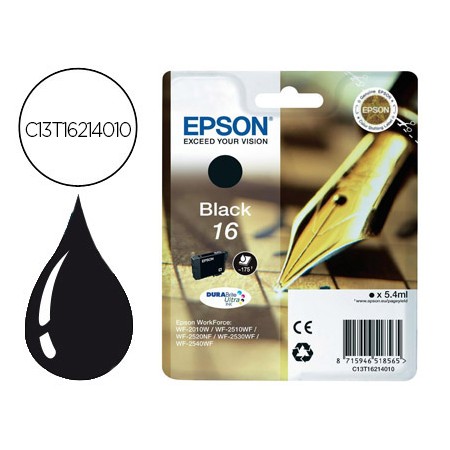 Tinteiro Epson 16 Wf2010W Wf2510Wf Wf2520Nf Wf2530Wf Wf2540Wf Preto 175 Pag