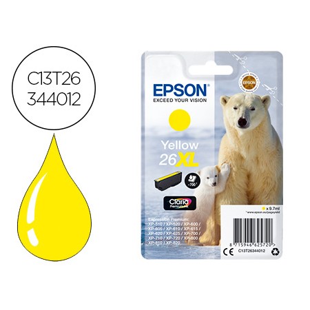 Tinteiro Epson 26Xl Xp-600 / 605 / 700 / 800 Amarelo 700 Pag