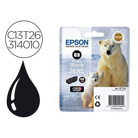 Tinteiro Epson 26Xl Xp-600 / 605 / 700 / 800 Preto 700 Pag