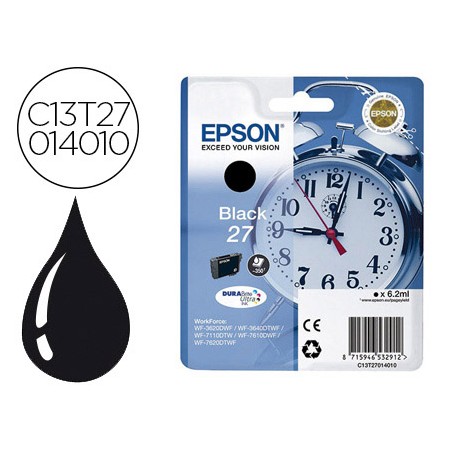 Tinteiro Epson 27 Wf 3620 / 3640 / 7110 / 7610 / 7620 Preto 350 Pag