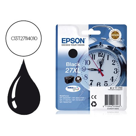 Tinteiro Epson 27Xl Wf 3620 / 3640 / 7110 / 7610 / 7620 Preto -1.100 Pag