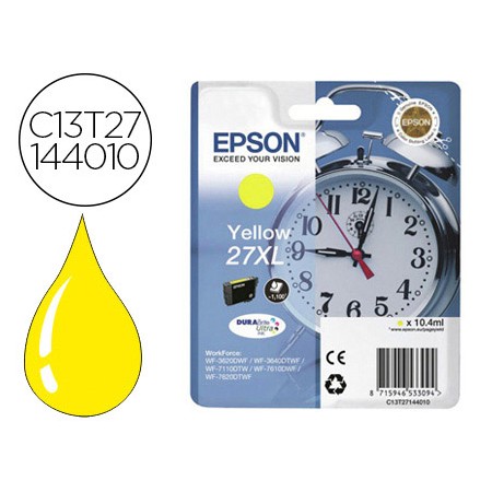 Tinteiro Epson 27Xl Wf 3620 / 7110 / 7610 / 7620 Amarelo 1.100 Pag